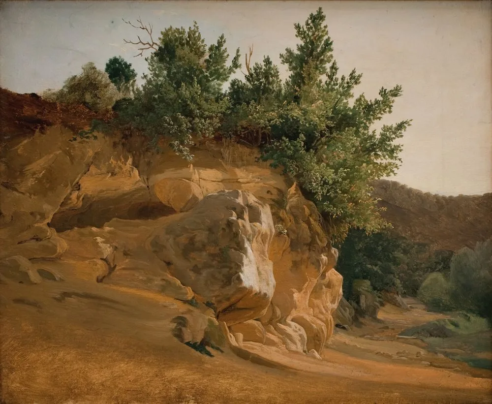 Italian Mountain Landscape with Overgrown Rock, probably near Olevano, Fritz Petzholdt