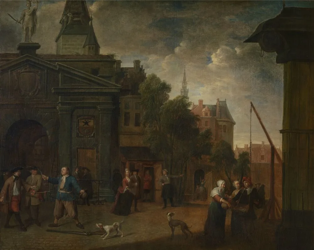 Street theatre on the Werf in Antwerp, Balthasar van den Bossche