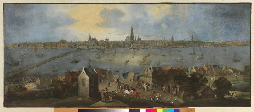View of the Antwerp roadstead, Mathys Schoevaerdts