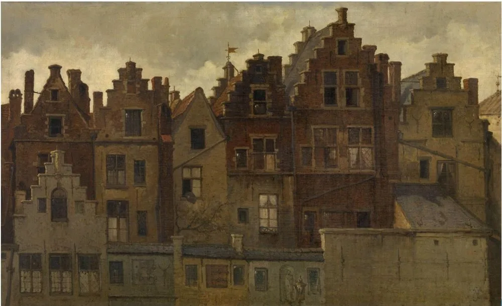 Facades on the Handschoenmarkt, Antwerp, Hendrik Frans Schaefels