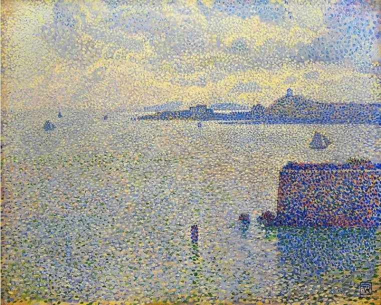 Sailing boats and estuary, Théo van Rysselberghe