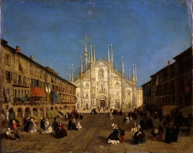 View of the Piazza del Duomo in Milan, Giulio Rossi