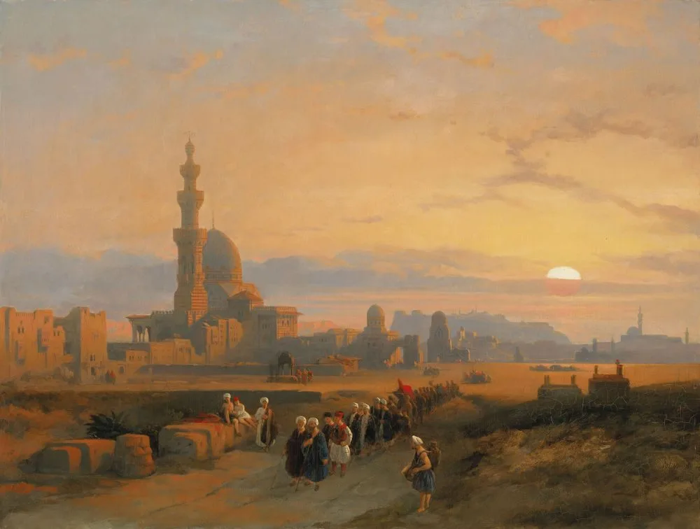 Procession before the tombs of the Caliphs, Grand Cairo, David Roberts