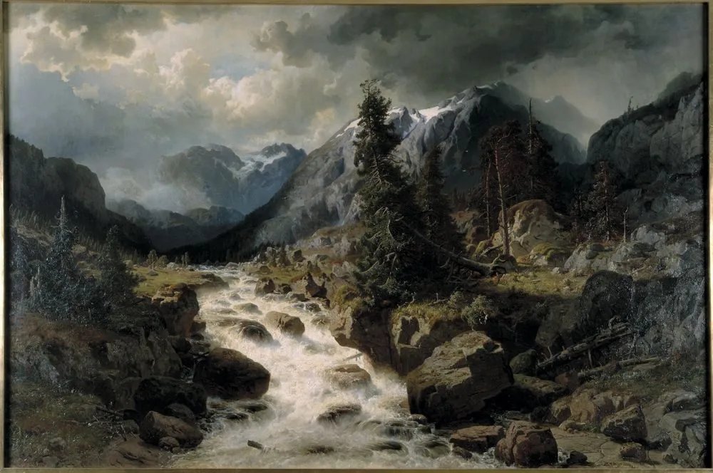 Landscape with Waterfall from the Canton of Uri, Switzerland, Johan Edvard Bergh