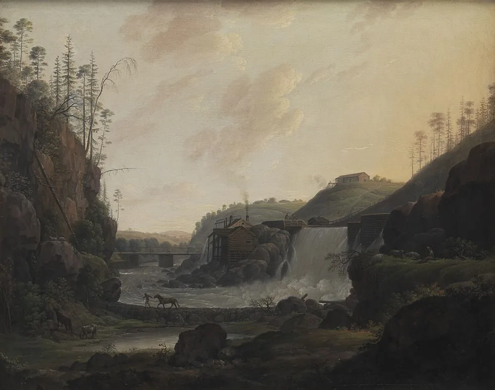River Landscape with a Waterfall near Bogstad in Norway, Eric Paulsen