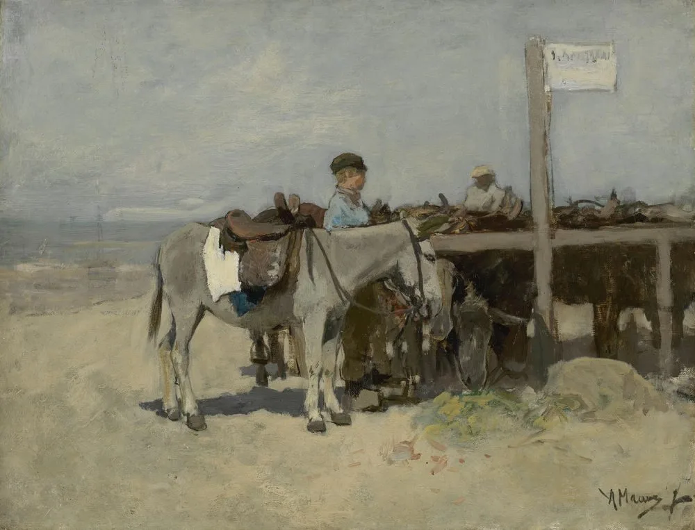 Donkey Stand on the Beach at Scheveningen, Anton Mauve