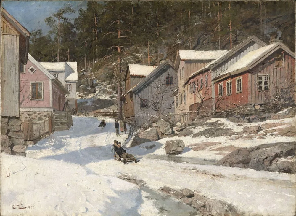 Street in Kragerø, Frits Thaulow