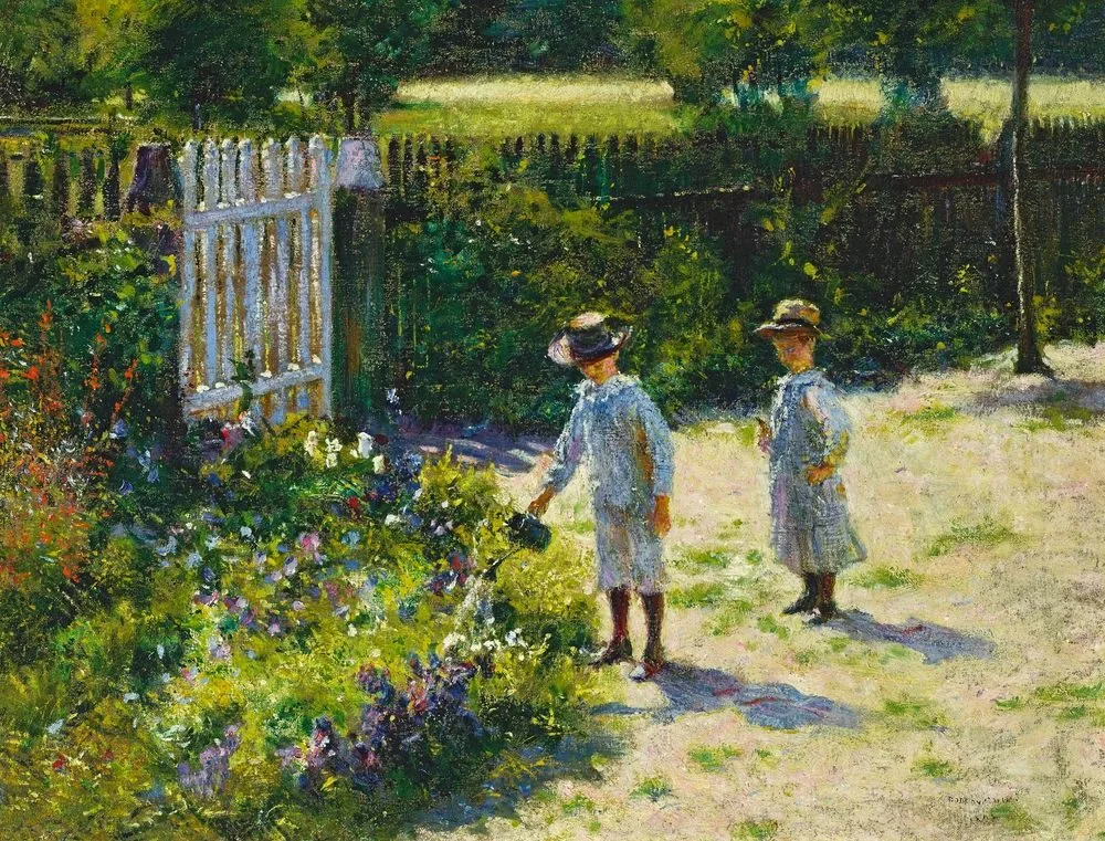 Children in the garden., Władysław Podkowiński