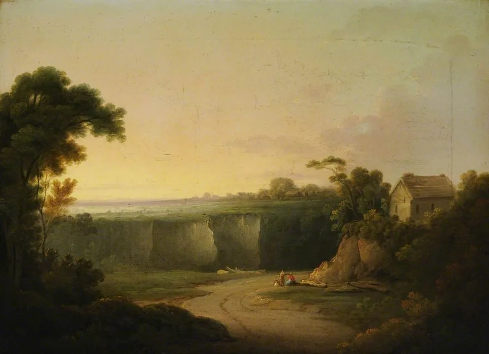 Landscape with a Cottage and an Escarpment, John Rathbone