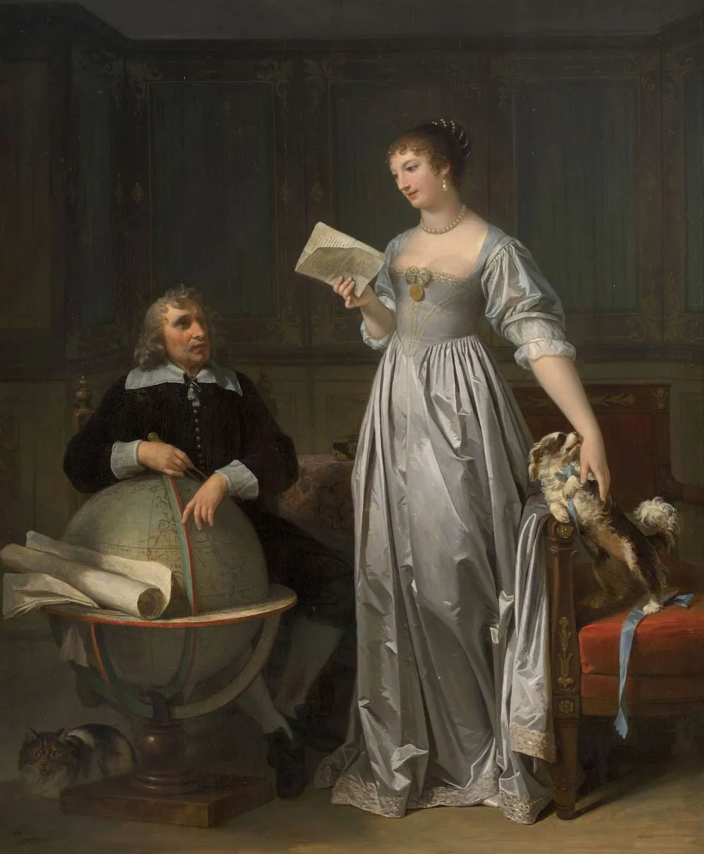 A Young Woman who has just Received a Letter from her Husband. Her Father is looking on a Globe for the Distance from Which the Letter Came, Marguerite Gérard