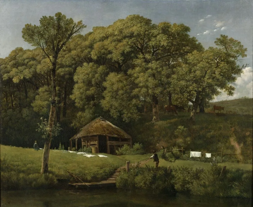 A Barn on the Bank of a Stream in Gelderland, Wouter Johannes van Troostwijk