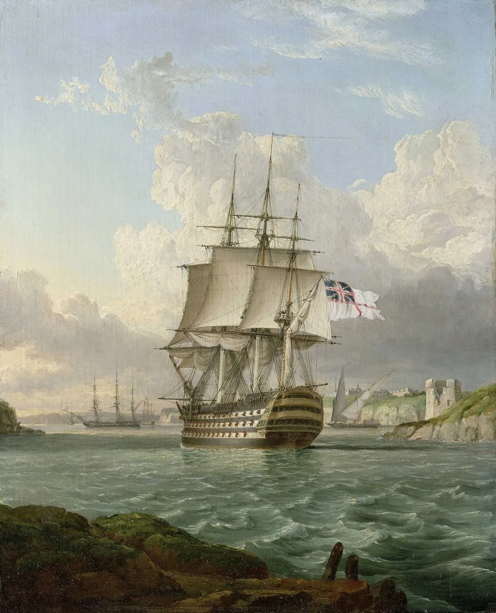 HMS ‘Britannia’ Leaving a Mediterranean Harbour