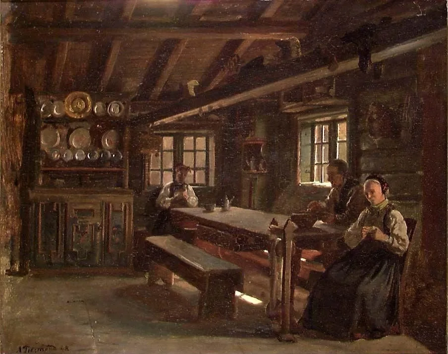 Farm Interior from Gulsvik in Hallingdal, Adolph Tidemand