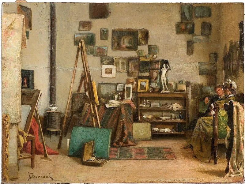 Visiting the Studio, Odoardo Borrani