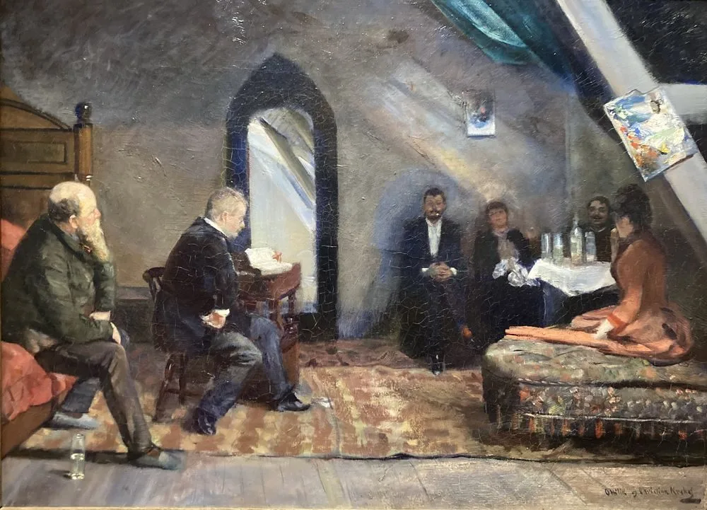 Reading aloud in the studio, Oda Krohg