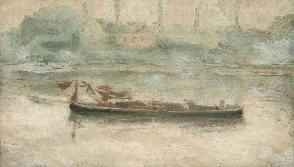 Barges anchored off Battersea Bridge, Paul Maitland
