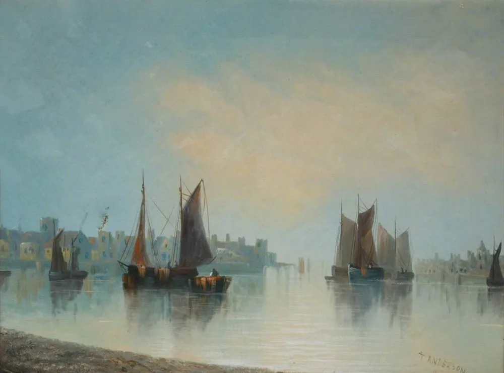 Sailing Vessels in a Harbour, John Anderson