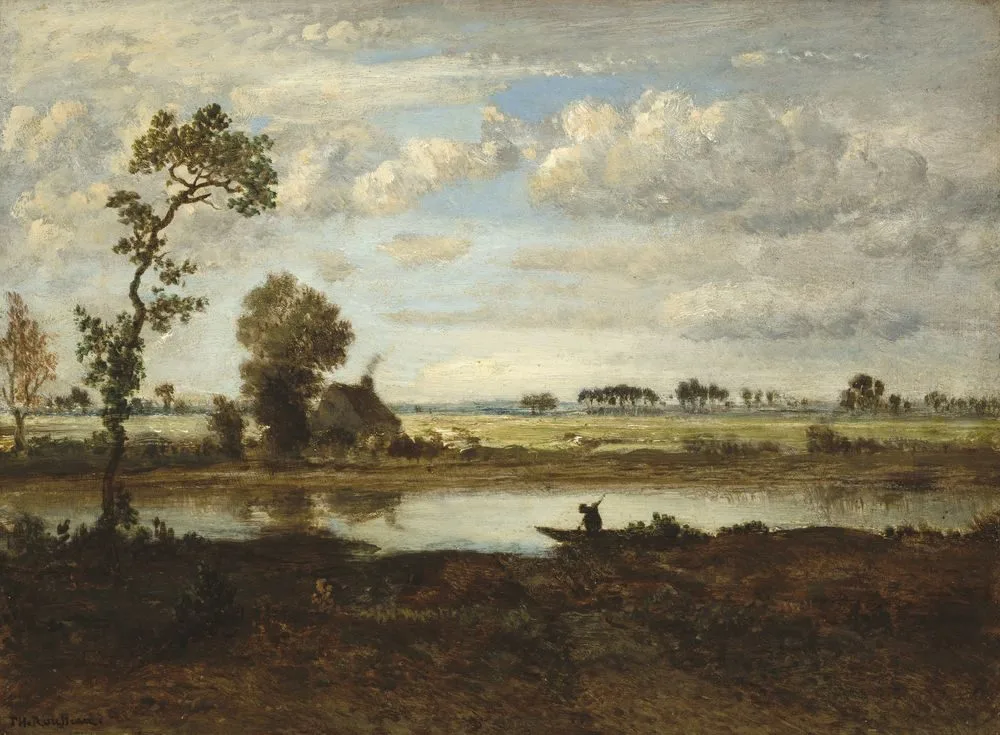 Landscape with Boatman, Théodore Rousseau