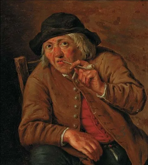 A peasant smoking in an interior