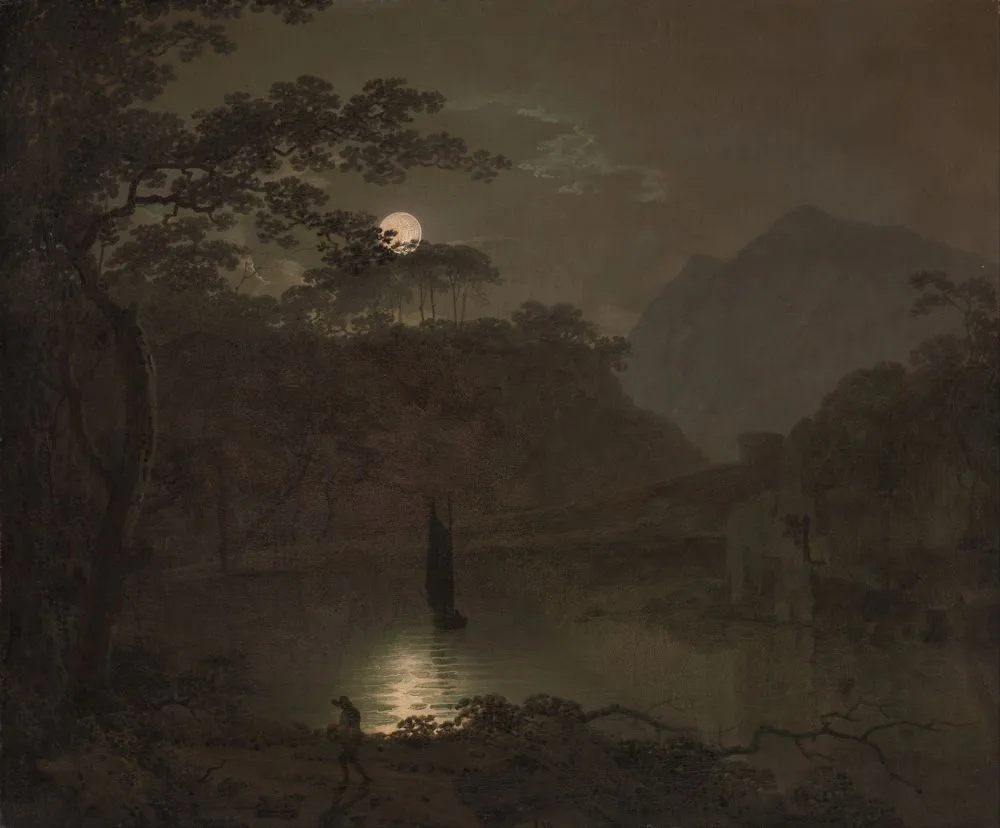 A Lake by Moonlight, Joseph Wright of Derby
