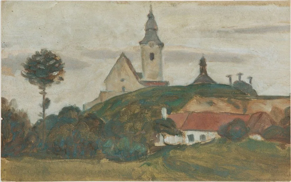 Landschaft mit Kirche und Dorf, Walter Gamerith