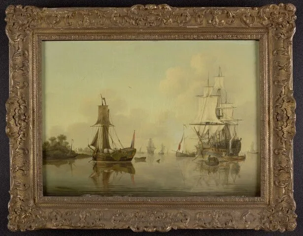 Het fregatschip Triton met een spiegelpaviljoenjacht, David Kleyne