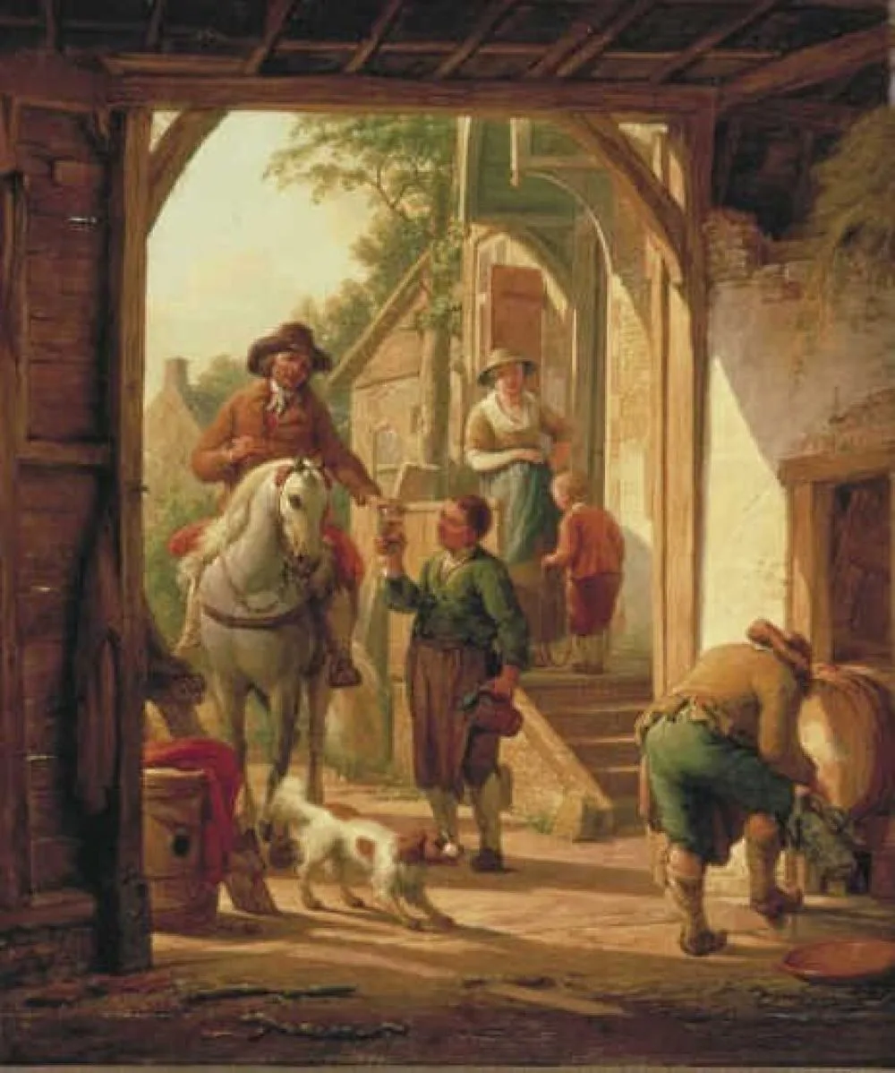Horseman Resting near a Village Inn, Abraham van Strij