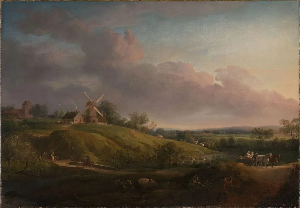 Landscape with a Church and a Mill, Jens Juel
