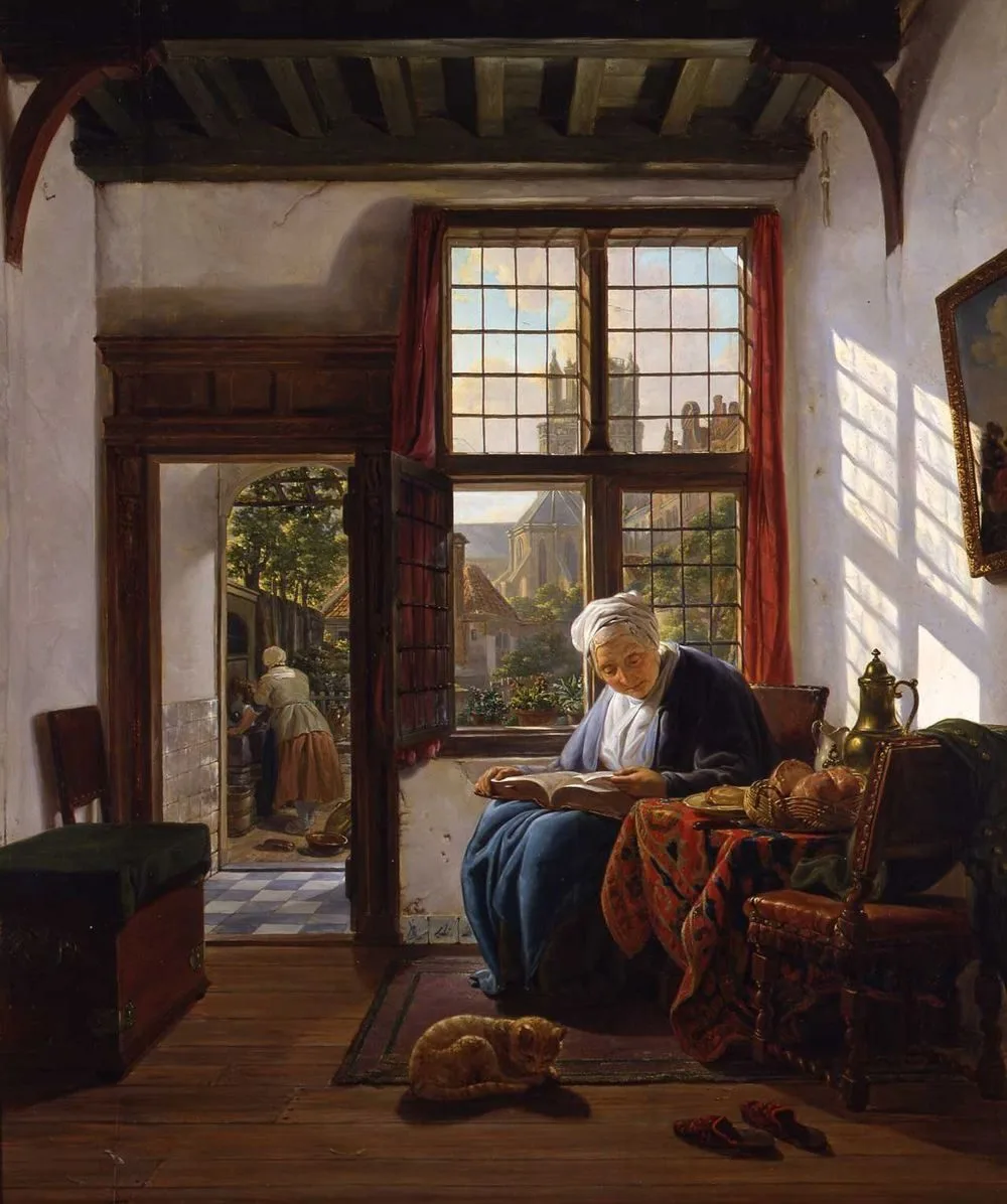 Lezende vrouw aan het venster, Abraham van Strij