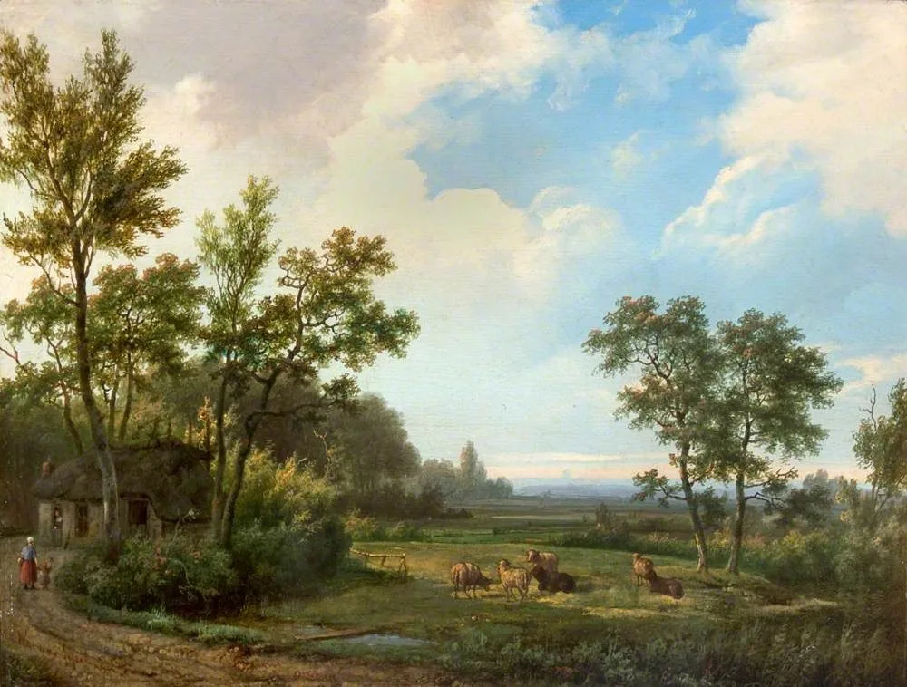 View of a Path and Meadows with Sheep, Warner Gijselman