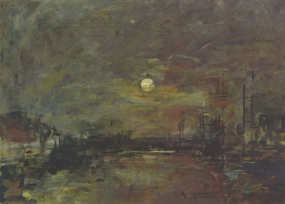 Twilight on the bassin du Commerce in Le Havre, Eugène Louis Boudin
