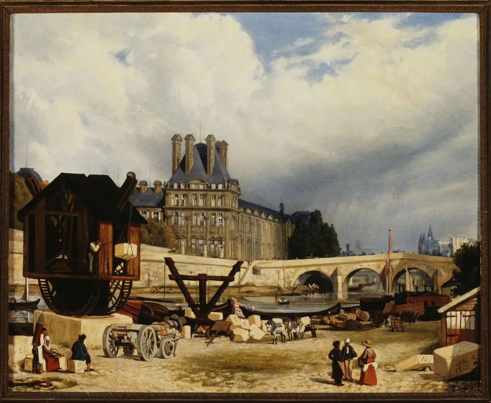 Les Tuileries et le Pont Royal, en 1843