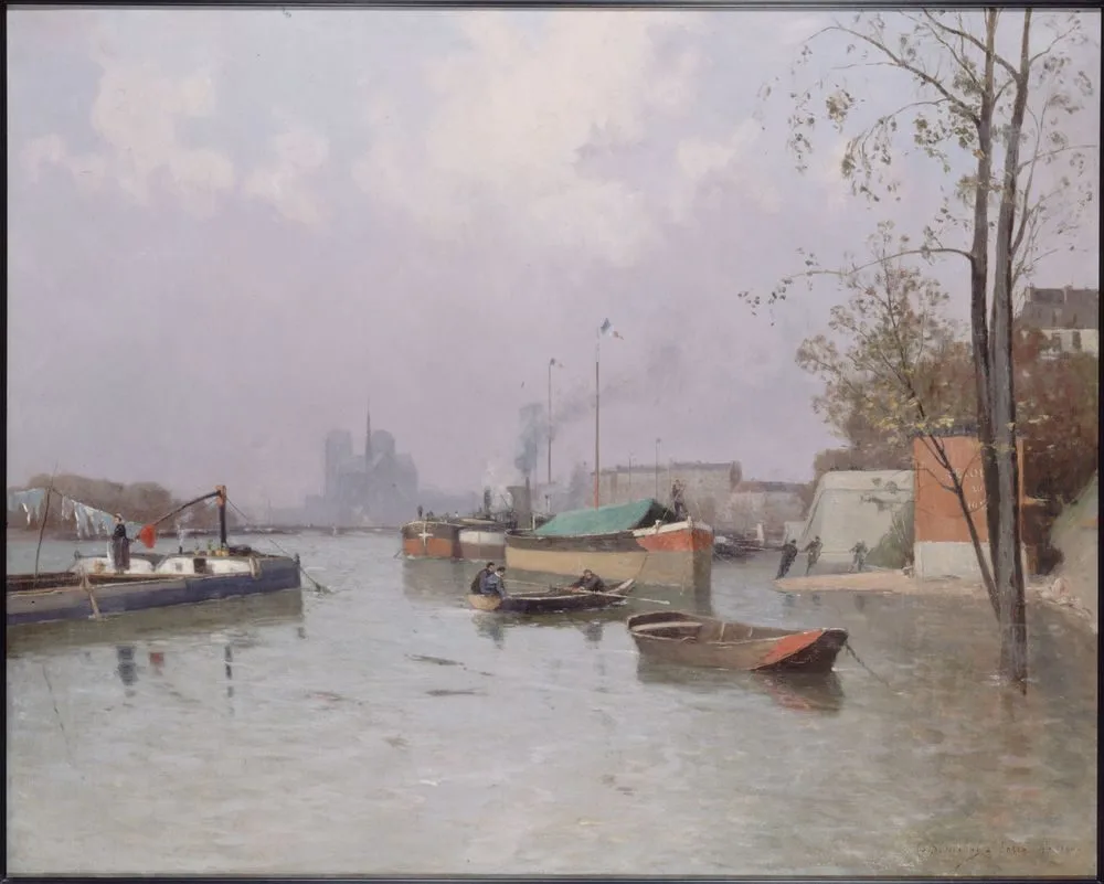 Crue de la Seine, aux abords du canal Saint-Martin, en novembre 1896, Gustan Le Sénéchal de Kerdréoret