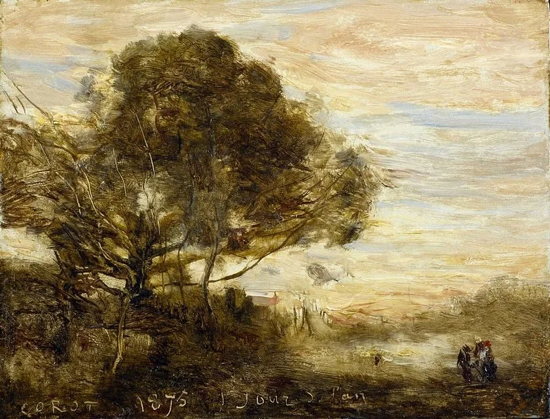 Landscape: Sunset, Jean-Baptiste Camille Corot