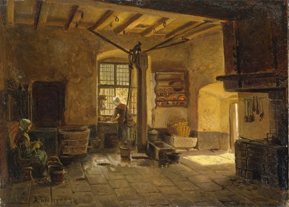 Kitchen Interior, Adolph Tidemand