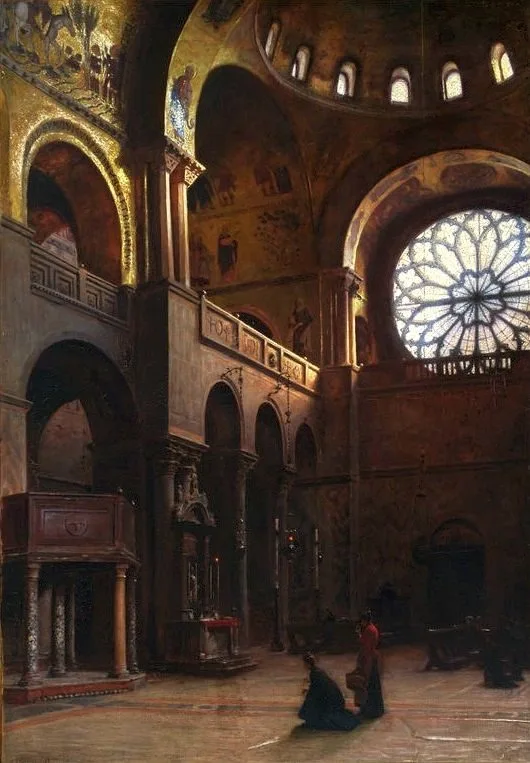 Interior of St. Mark’s Basilica in Venice., Aleksander Gierymski