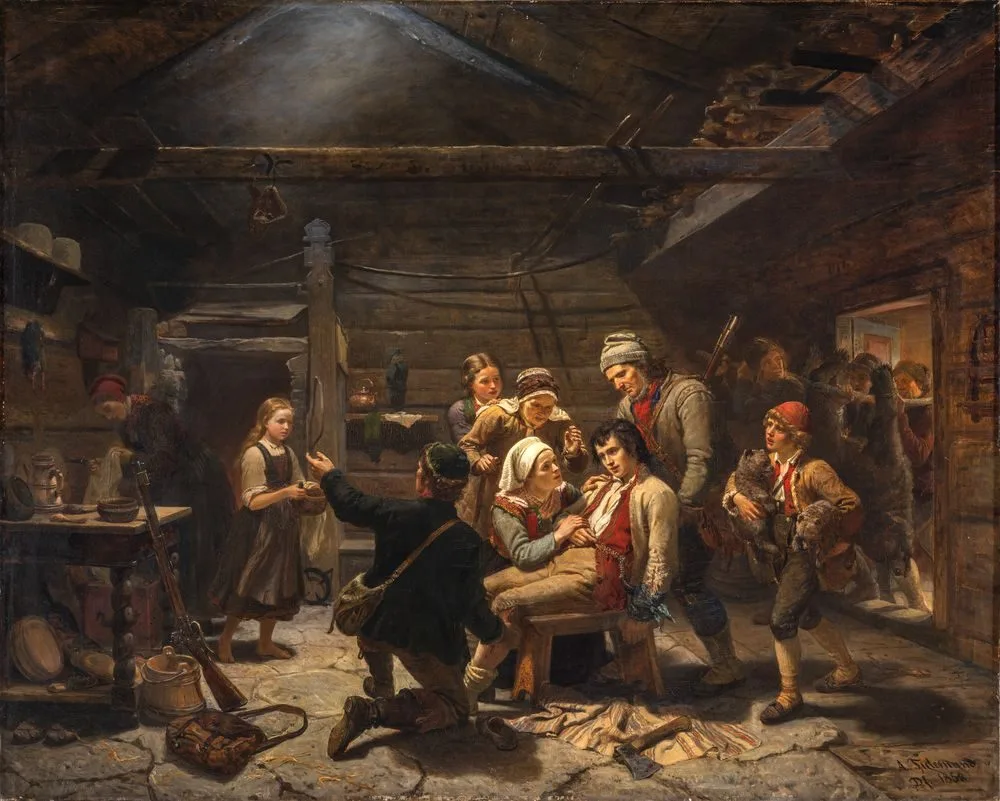 The Wounded Bear Hunter, Adolph Tidemand