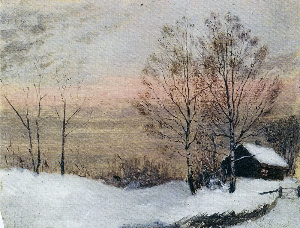 Winter Landscape with House and Red Sky, Edvard Munch
