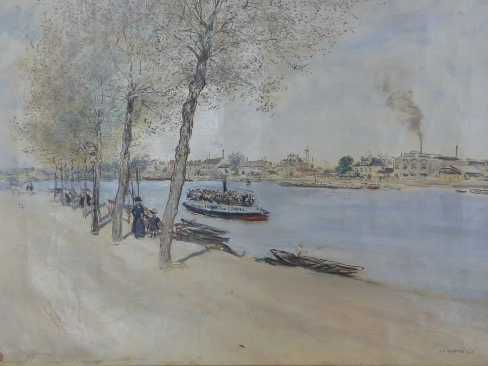 Bank of the river in Spring, Jean-François Raffaëlli
