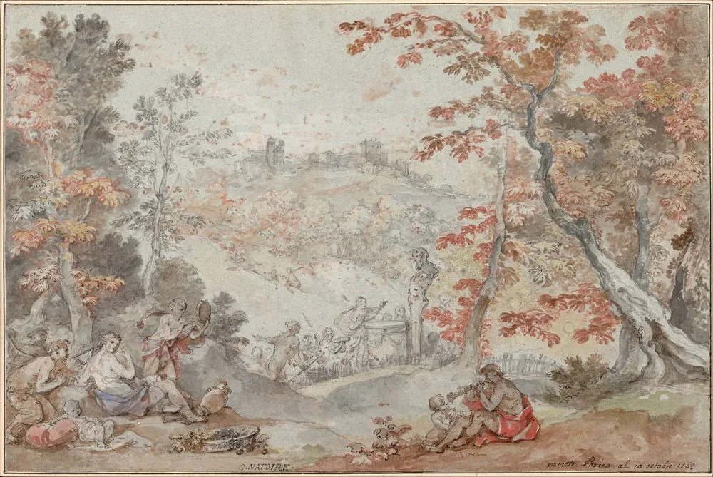 Italian Fall Landscape with Monte Porzio and an Offering to Pan, Charles-Joseph Natoire