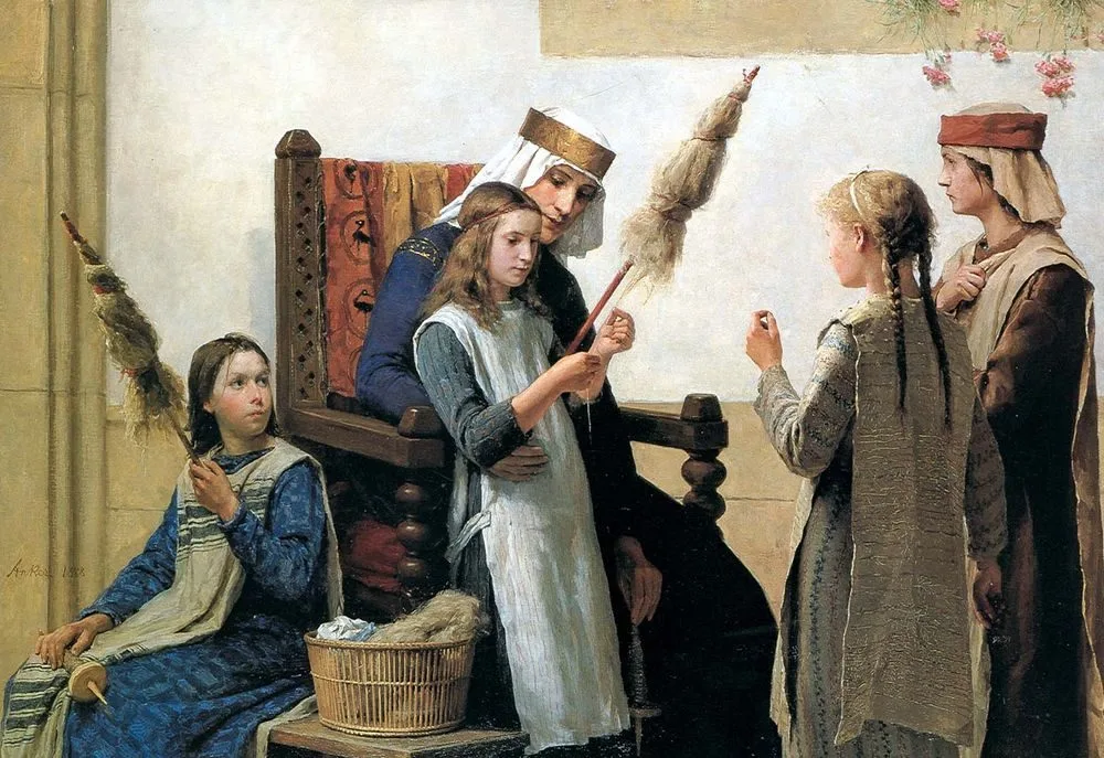 Queen Bertha and the Spinners, Albert Anker