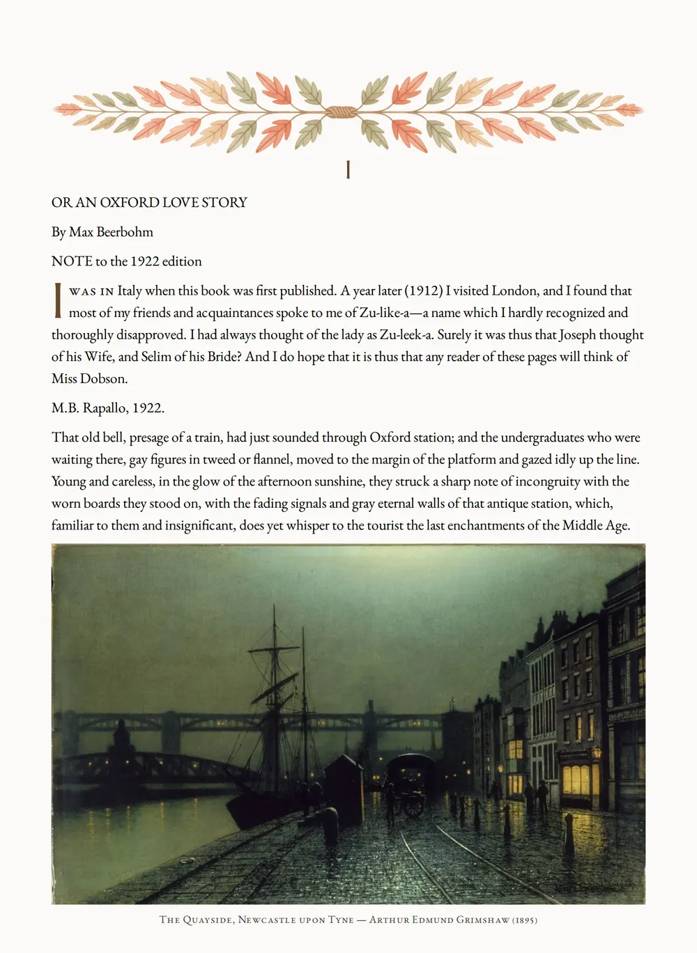 A page of Zuleika Dobson as set for this edition