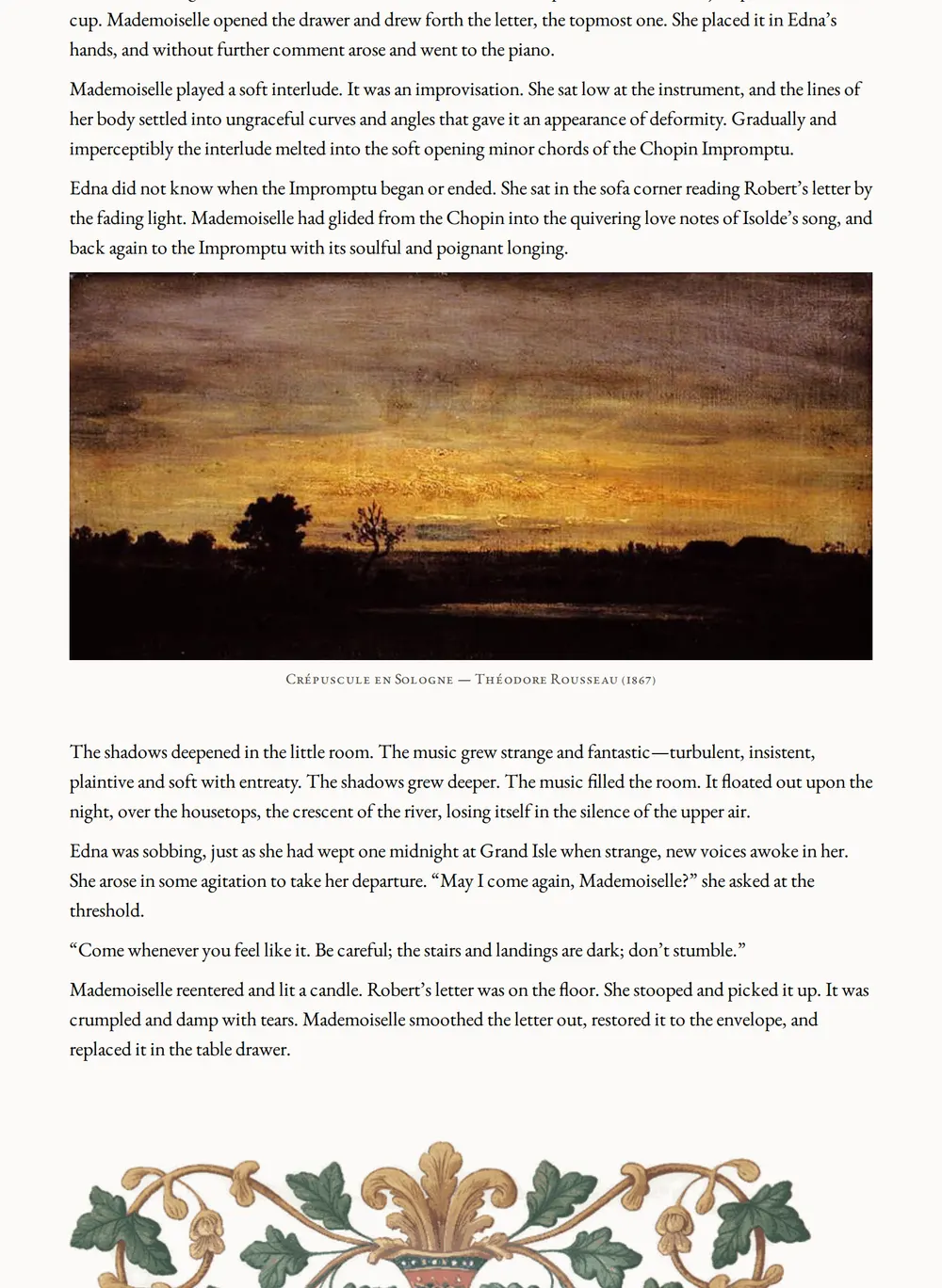 A page of The Awakening and Selected Short Stories as set for this edition