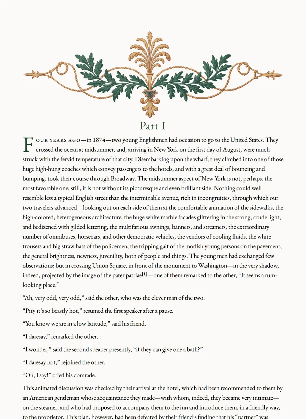 A page of An International Episode as set for this edition
