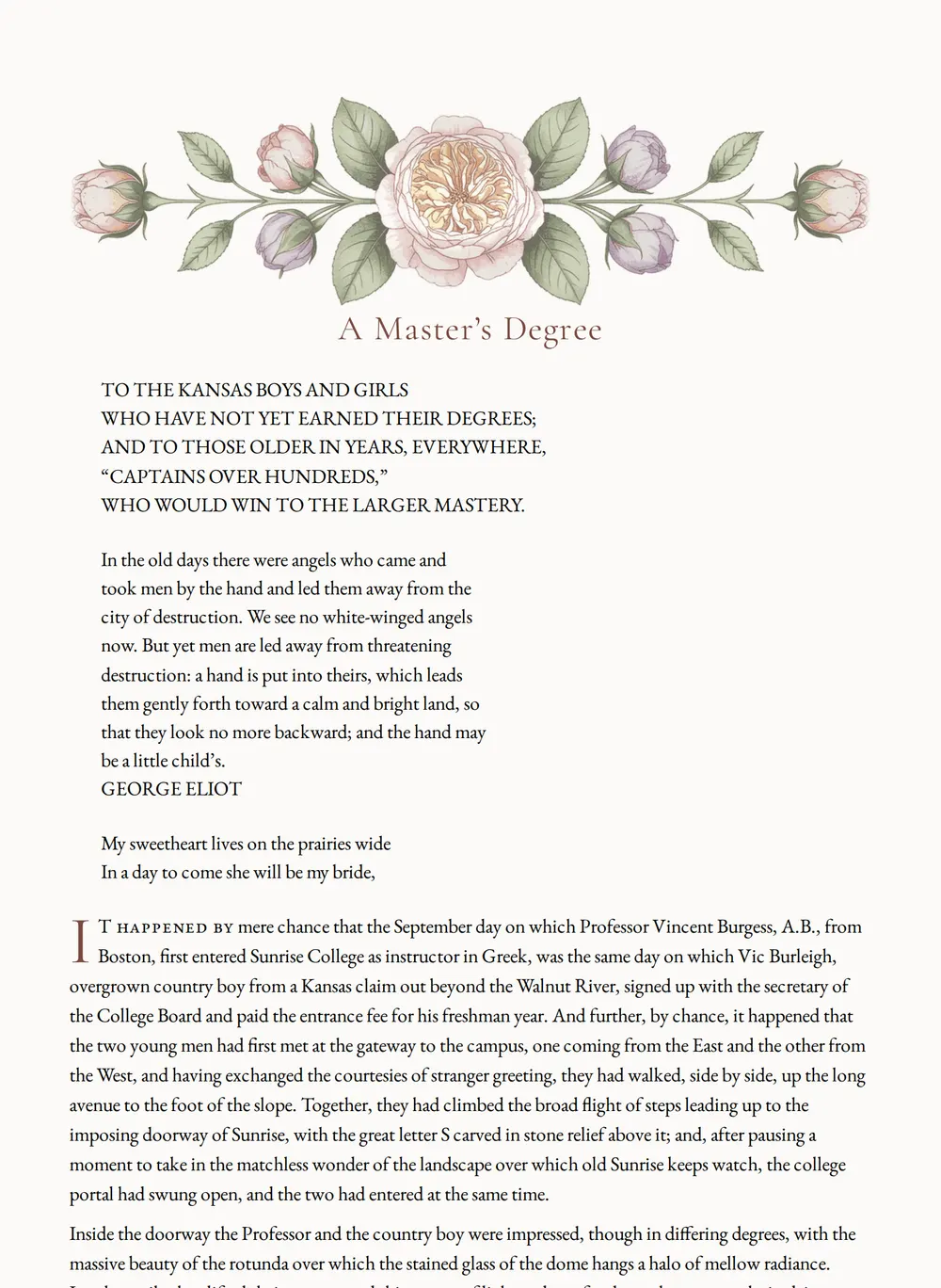 A page of A Master's Degree as set for this edition