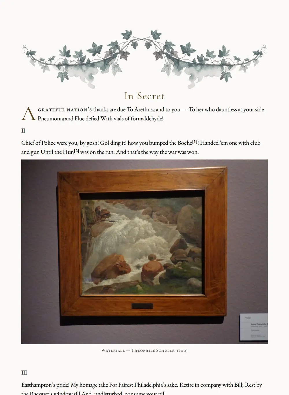 A page of In Secret as set for this edition