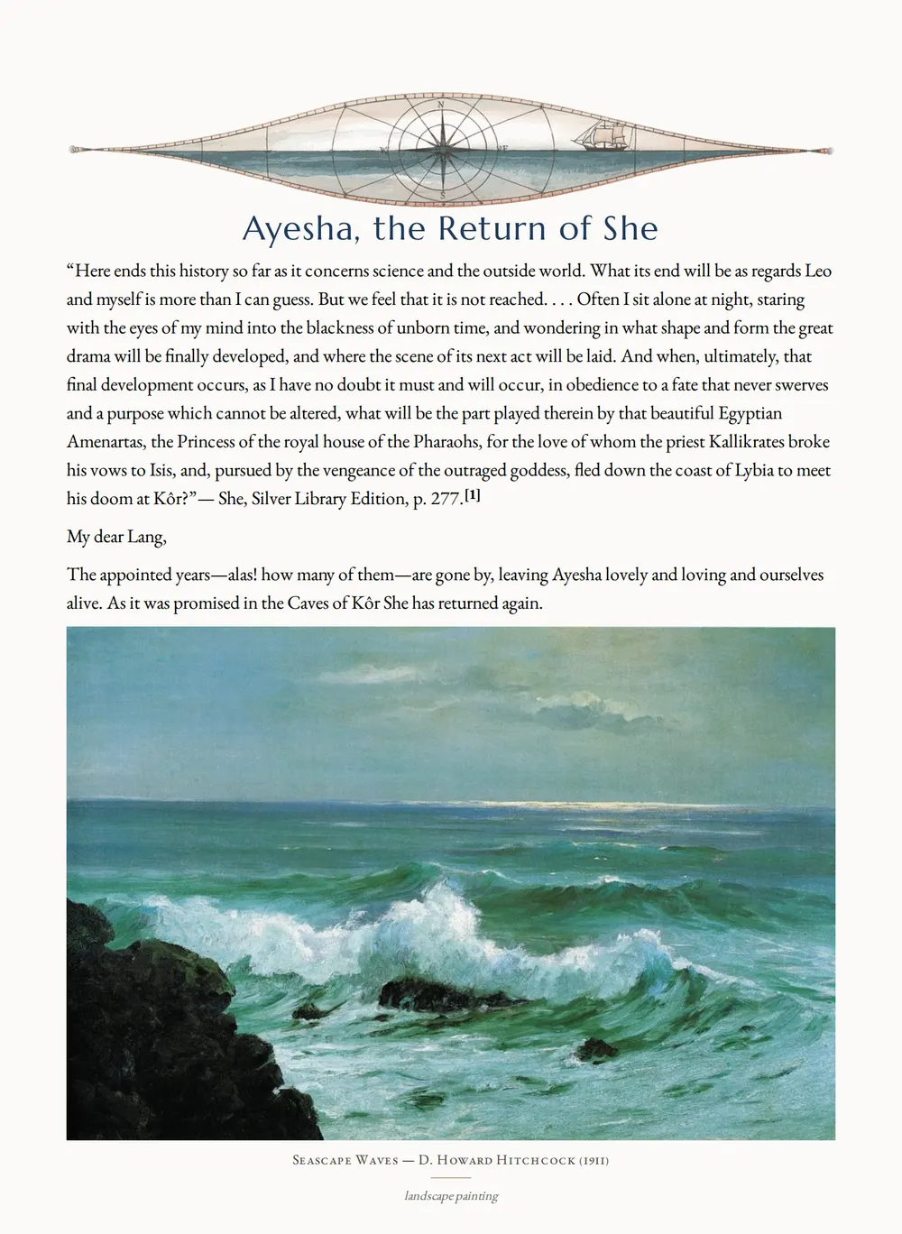 A page of Ayesha, the Return of She as set for this edition
