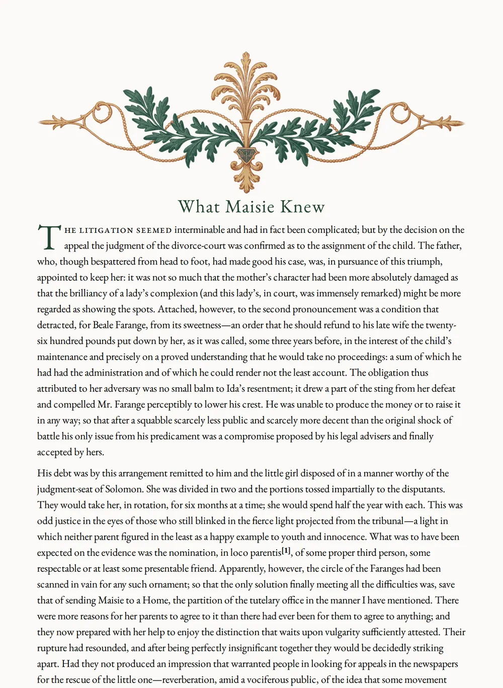 A page of What Maisie Knew as set for this edition