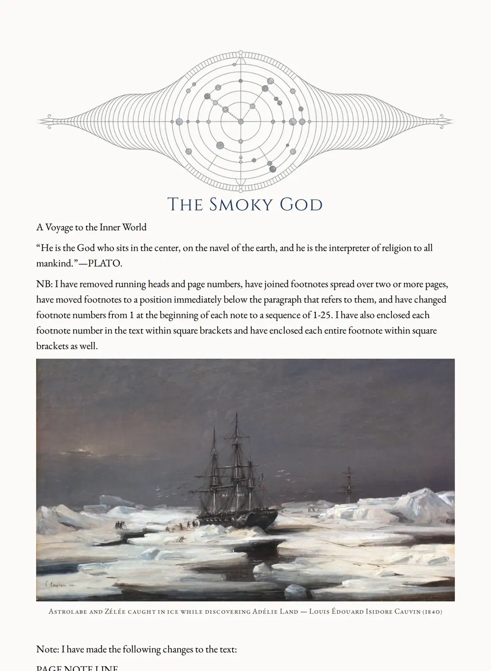 A page of The Smoky God as set for this edition