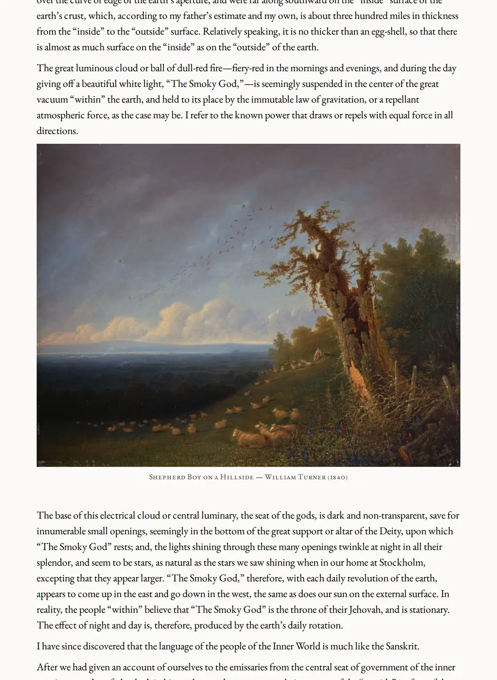 A page of The Smoky God as set for this edition